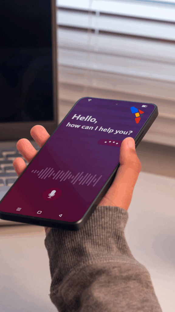 Google Maps and Voice Search 1 girl holding a smartphone to use virtual voice assistant